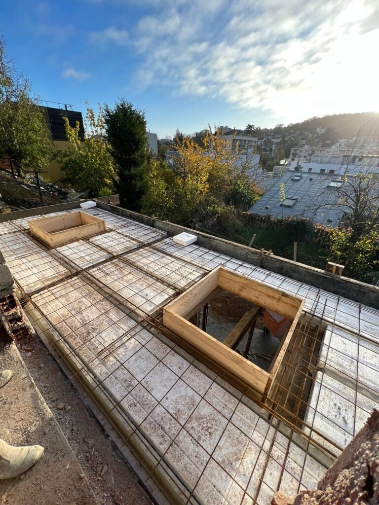 Plancher coffré et ferraillé